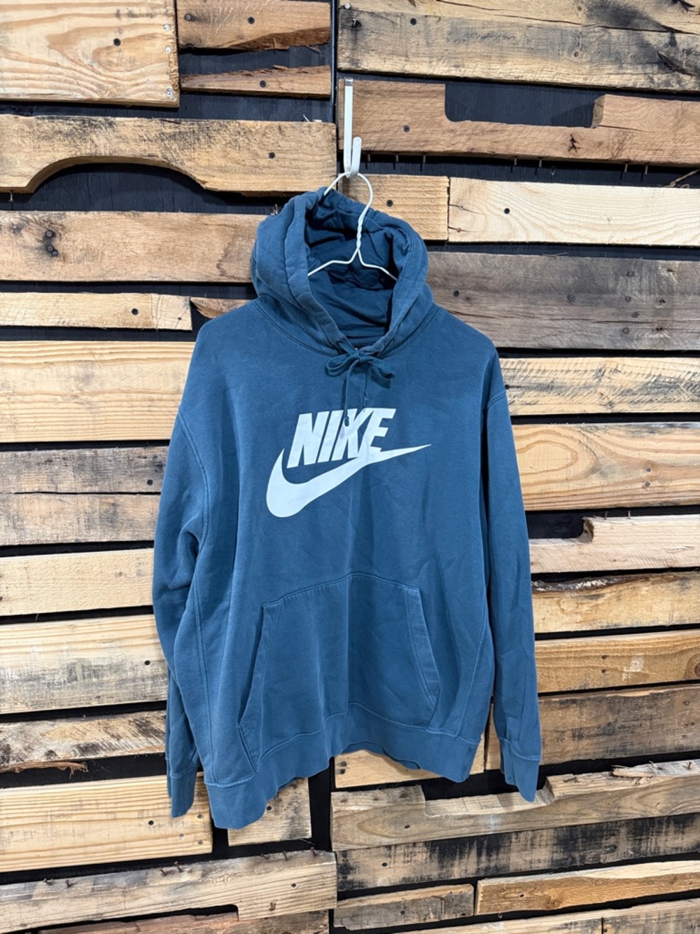 Nike Men's Club Fleece Standard-Fit Logo-Print Hoodie In Mineral Blue Large